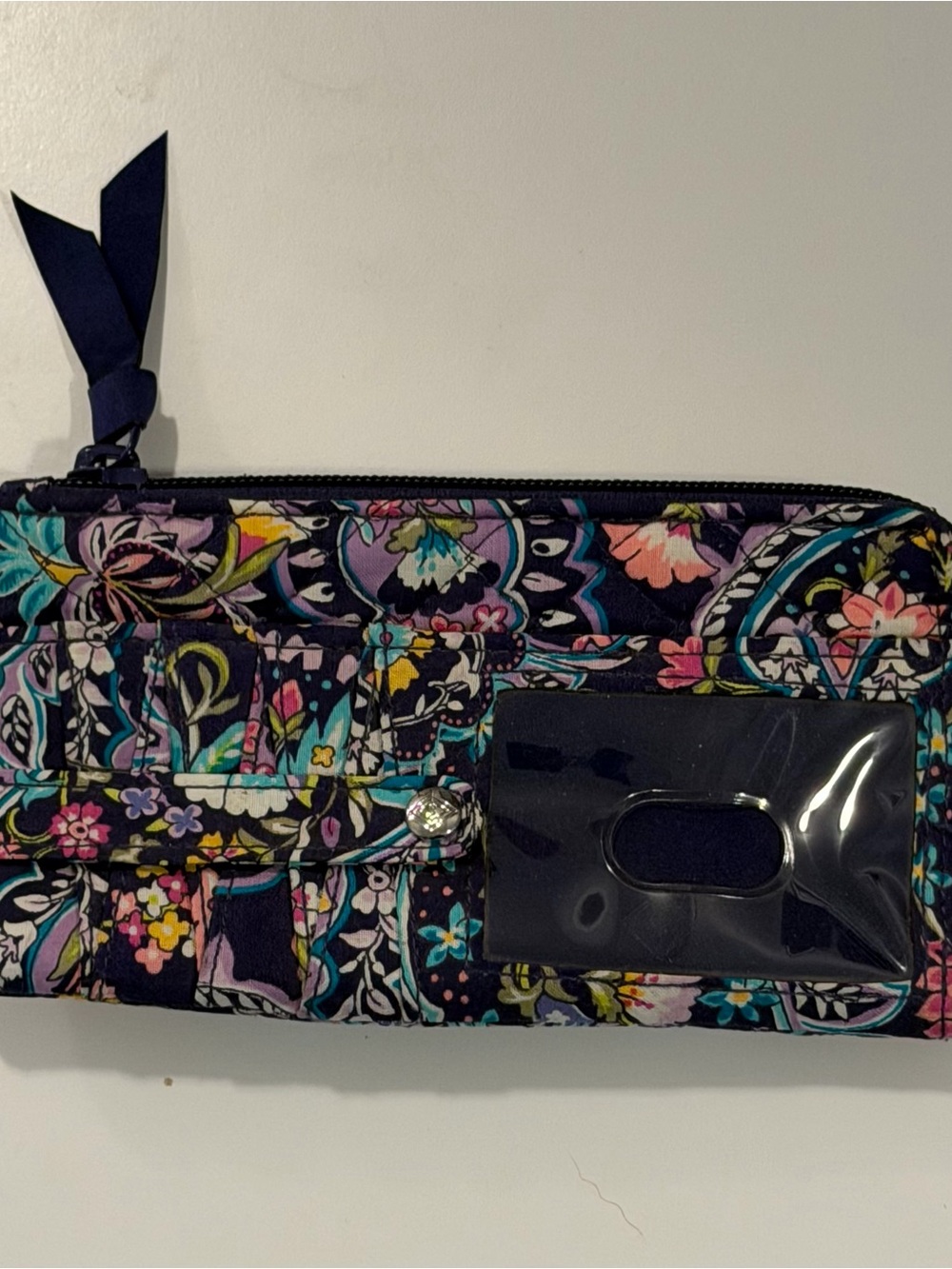 Vera Bradley Navy Floral Quilted Wristlet